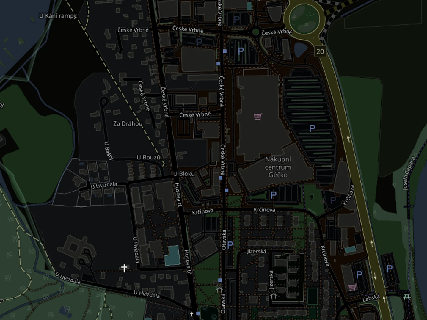 Mapa okolí apartmánů, České Vrbné 2415, České Budějovice